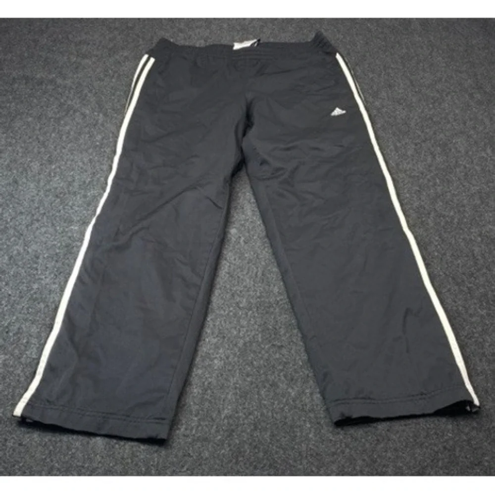 Adidas Track Pants Men M Black White Climalite ClimaProof Mesh Lined Stripes
